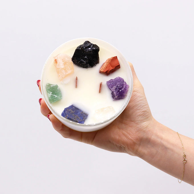 Vela Chakras con gemas